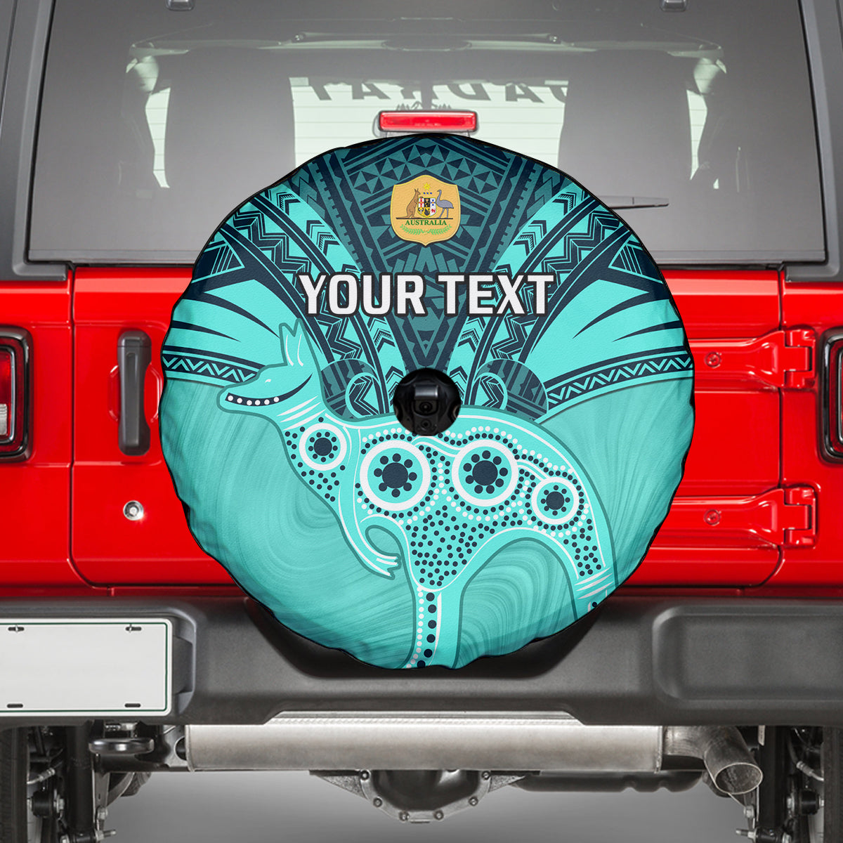 Custom Australia Matildas Spare Tire Cover Polynesian Mix Turquoise Marble