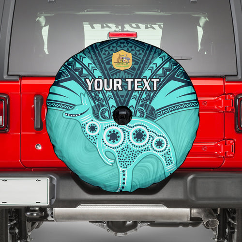 Custom Australia Matildas Spare Tire Cover Polynesian Mix Turquoise Marble