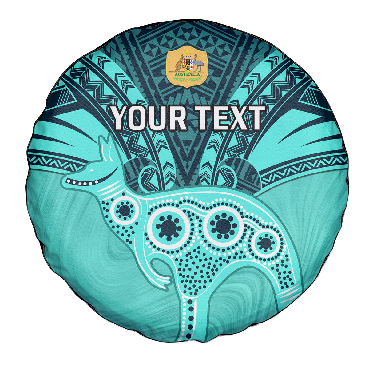 Custom Australia Matildas Spare Tire Cover Polynesian Mix Turquoise Marble