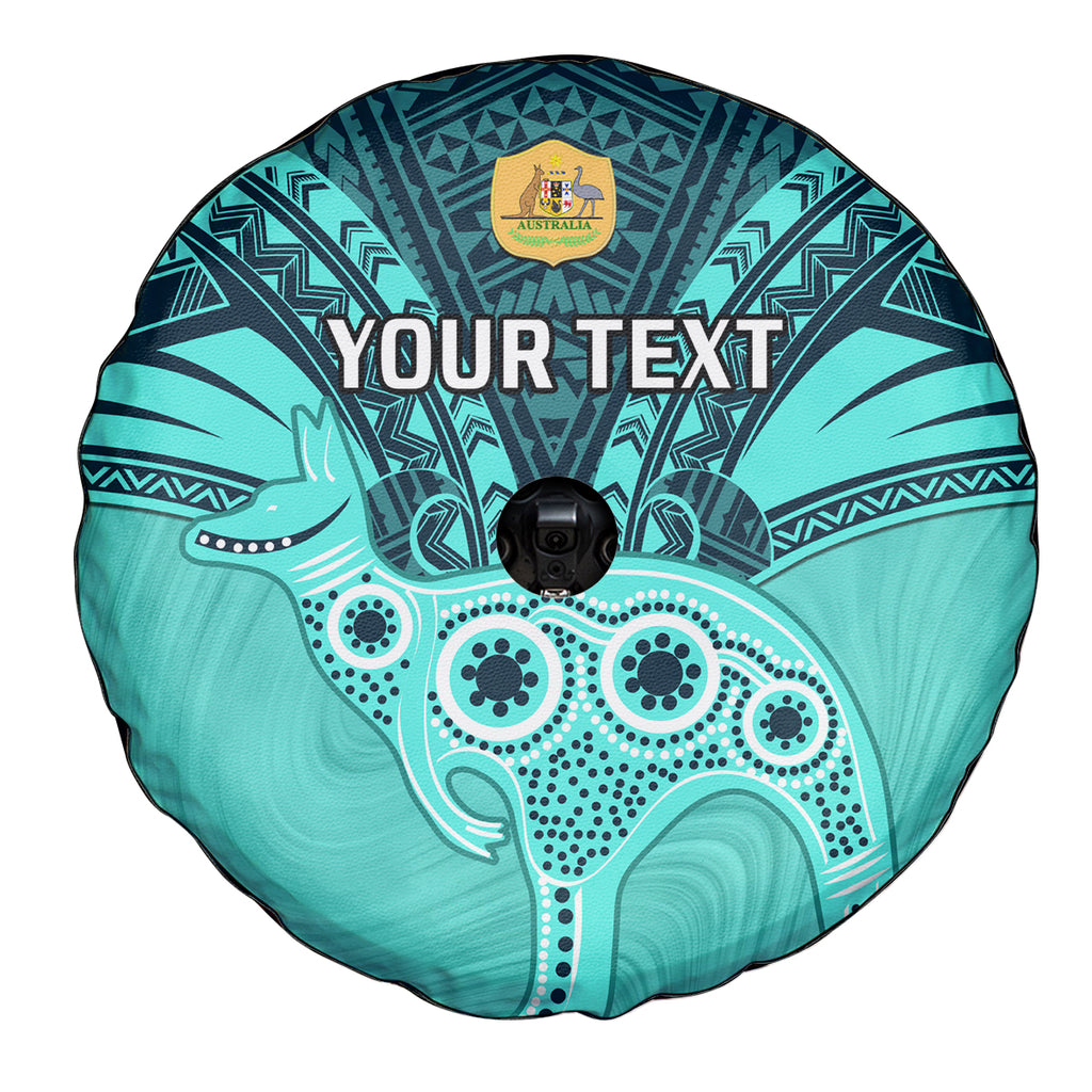 Custom Australia Matildas Spare Tire Cover Polynesian Mix Turquoise Marble