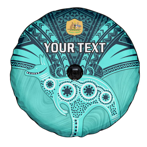 Custom Australia Matildas Spare Tire Cover Polynesian Mix Turquoise Marble