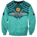 Custom Australia Matildas Sweatshirt Polynesian Mix Turquoise Marble
