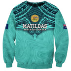 Custom Australia Matildas Sweatshirt Polynesian Mix Turquoise Marble