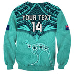 Custom Australia Matildas Sweatshirt Polynesian Mix Turquoise Marble