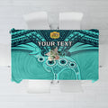 Custom Australia Matildas Tablecloth Polynesian Mix Turquoise Marble