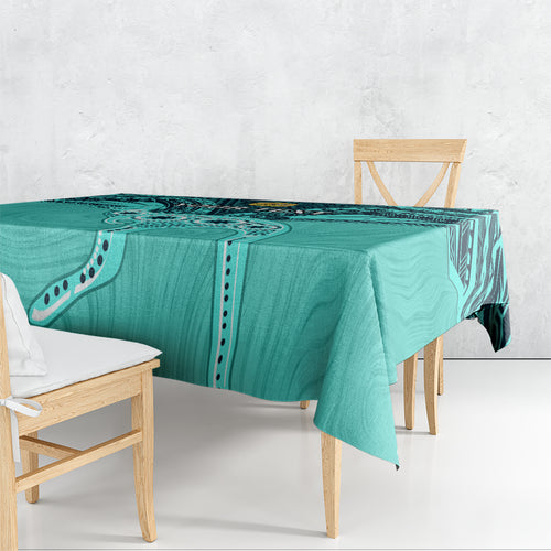 Custom Australia Matildas Tablecloth Polynesian Mix Turquoise Marble