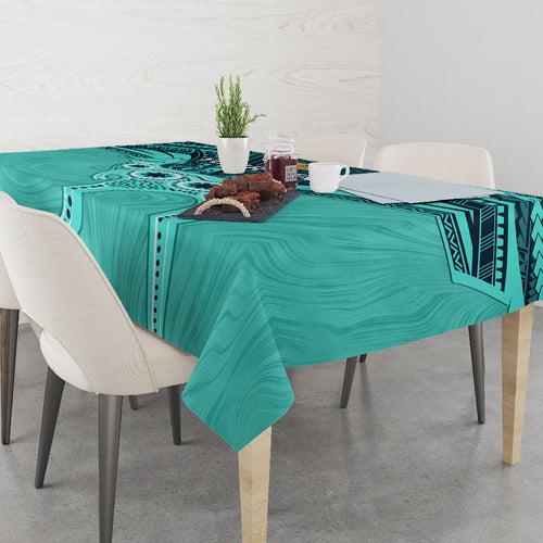 Custom Australia Matildas Tablecloth Polynesian Mix Turquoise Marble