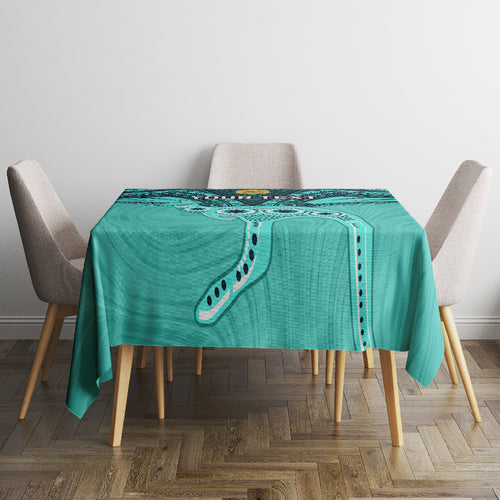 Custom Australia Matildas Tablecloth Polynesian Mix Turquoise Marble