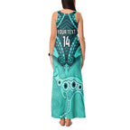 Custom Australia Matildas Tank Maxi Dress Polynesian Mix Turquoise Marble