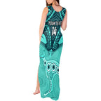 Custom Australia Matildas Tank Maxi Dress Polynesian Mix Turquoise Marble