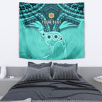 Custom Australia Matildas Tapestry Polynesian Mix Turquoise Marble