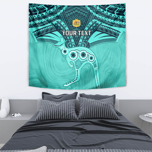 Custom Australia Matildas Tapestry Polynesian Mix Turquoise Marble