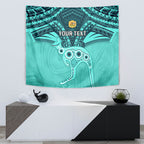 Custom Australia Matildas Tapestry Polynesian Mix Turquoise Marble