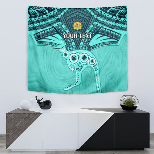 Custom Australia Matildas Tapestry Polynesian Mix Turquoise Marble