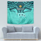 Custom Australia Matildas Tapestry Polynesian Mix Turquoise Marble