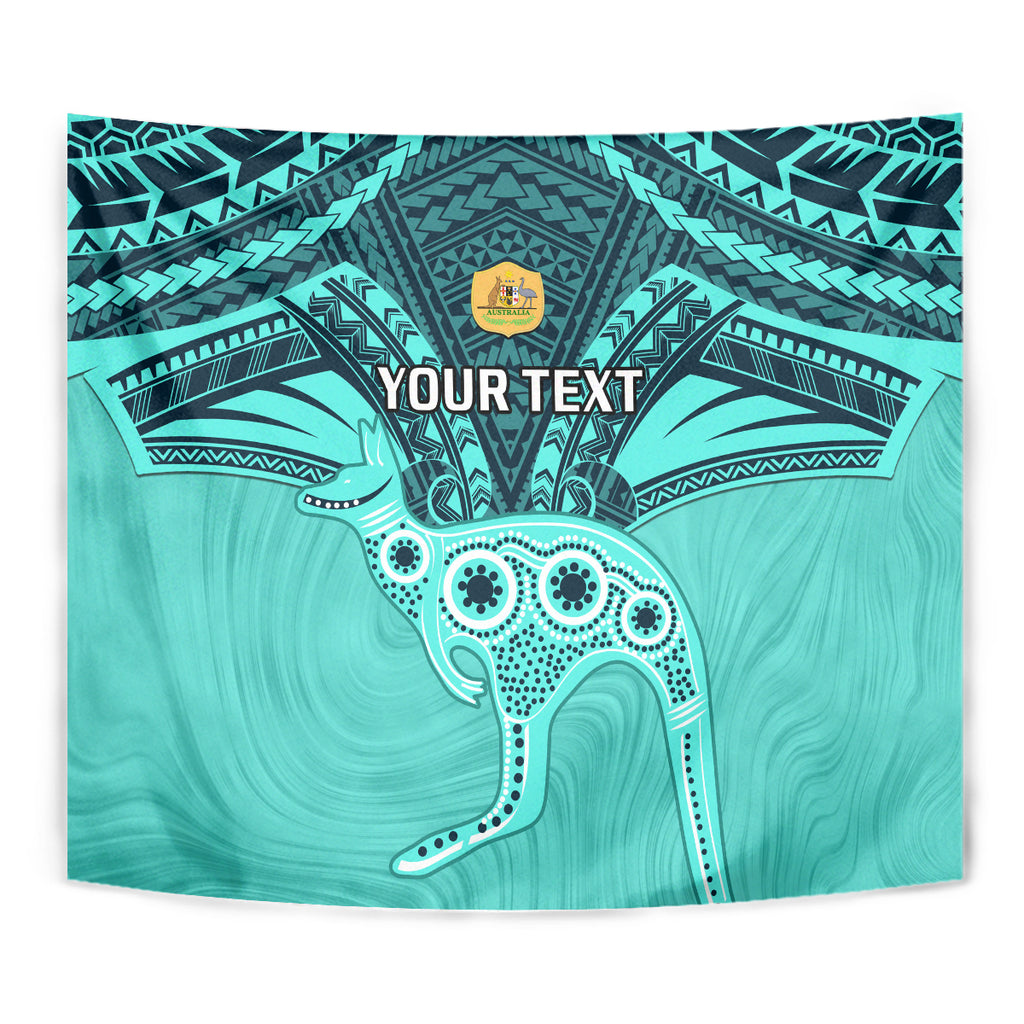 Custom Australia Matildas Tapestry Polynesian Mix Turquoise Marble
