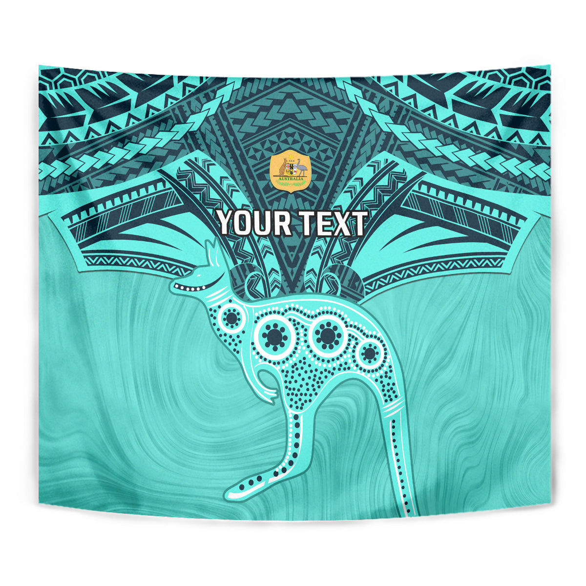 Custom Australia Matildas Tapestry Polynesian Mix Turquoise Marble