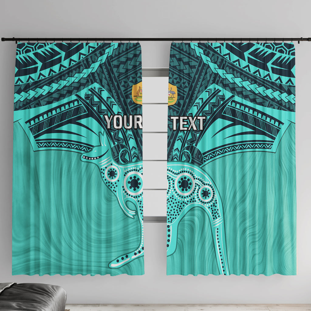 Custom Australia Matildas Window Curtain Polynesian Mix Turquoise Marble