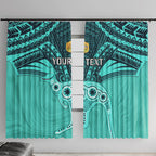 Custom Australia Matildas Window Curtain Polynesian Mix Turquoise Marble