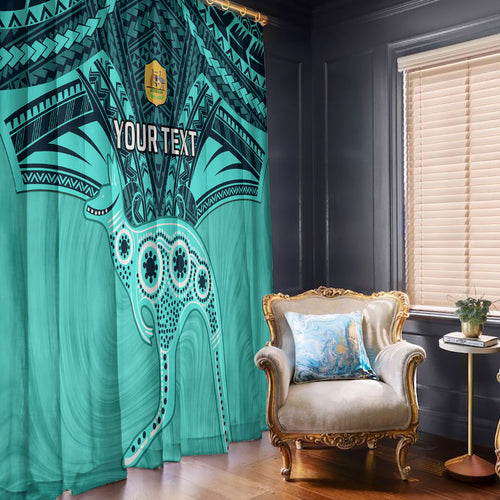 Custom Australia Matildas Window Curtain Polynesian Mix Turquoise Marble