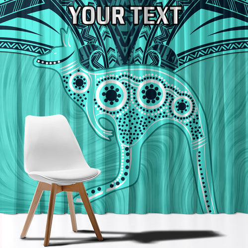 Custom Australia Matildas Window Curtain Polynesian Mix Turquoise Marble