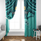 Custom Australia Matildas Window Curtain Polynesian Mix Turquoise Marble