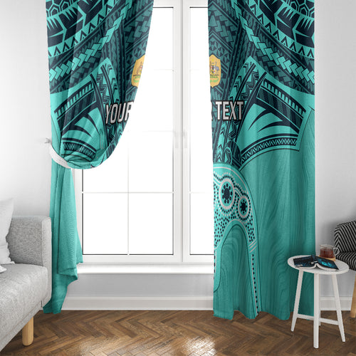 Custom Australia Matildas Window Curtain Polynesian Mix Turquoise Marble