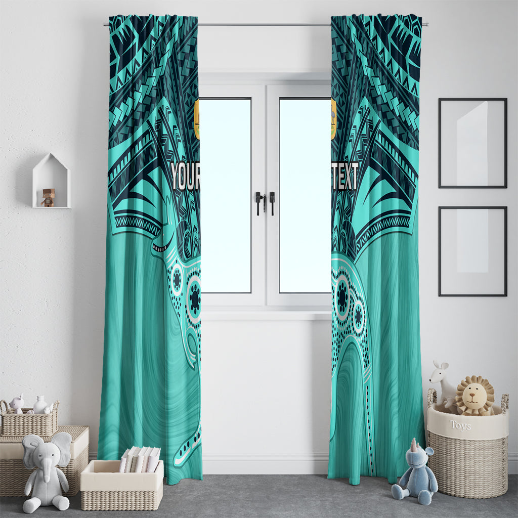 Custom Australia Matildas Window Curtain Polynesian Mix Turquoise Marble