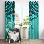 Custom Australia Matildas Window Curtain Polynesian Mix Turquoise Marble