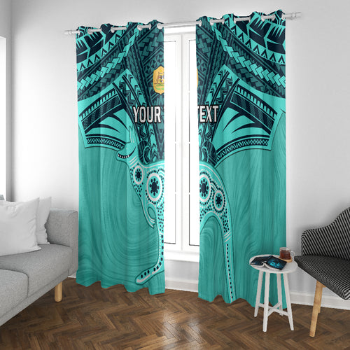 Custom Australia Matildas Window Curtain Polynesian Mix Turquoise Marble