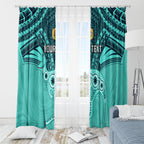 Custom Australia Matildas Window Curtain Polynesian Mix Turquoise Marble