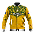 Custom Australia Matildas Baseball Jacket Polynesian Mix Gold Marble
