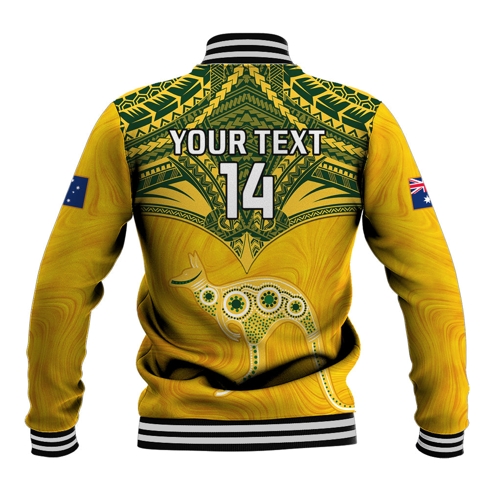 Custom Australia Matildas Baseball Jacket Polynesian Mix Gold Marble