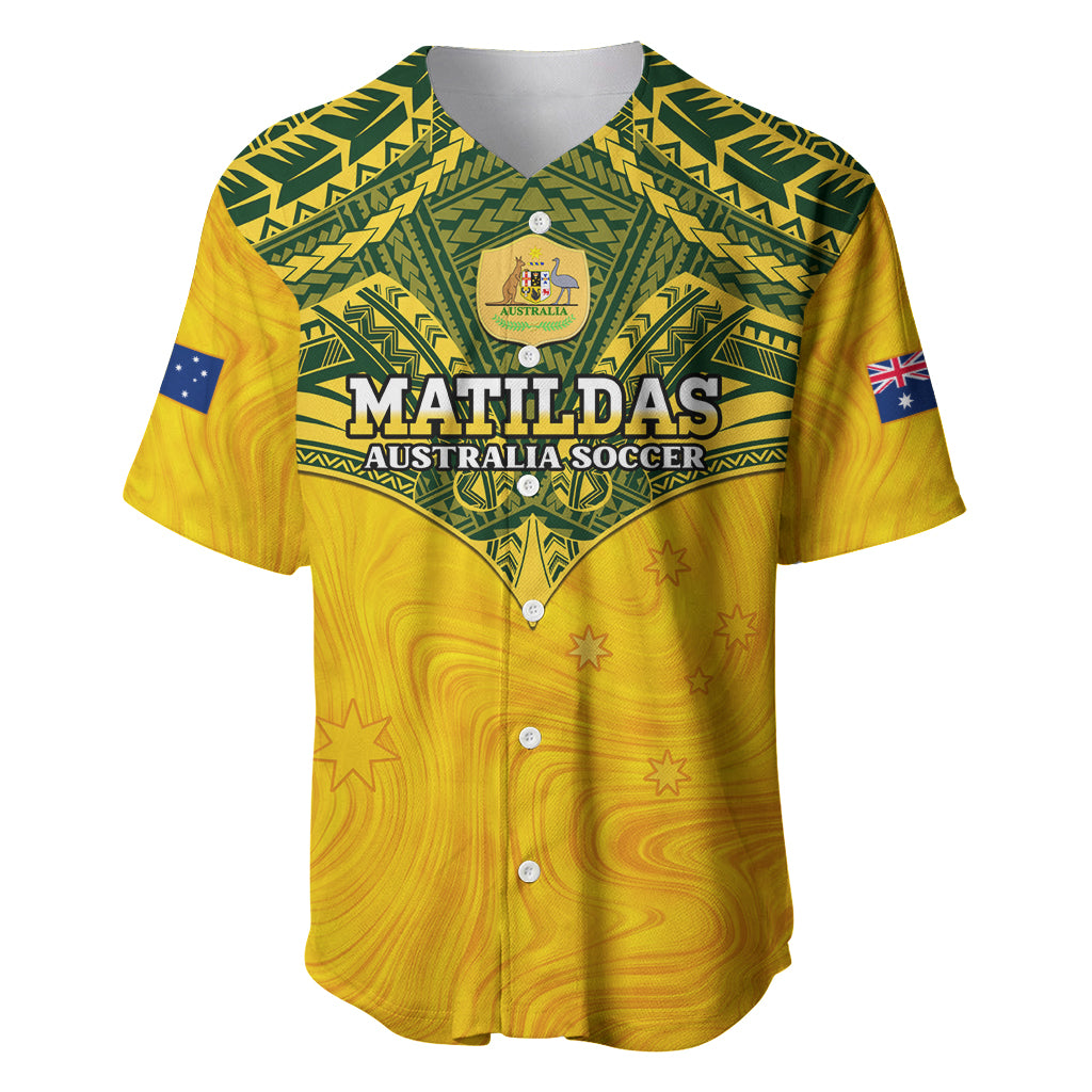 Custom Australia Matildas Baseball Jersey Polynesian Mix Gold Marble