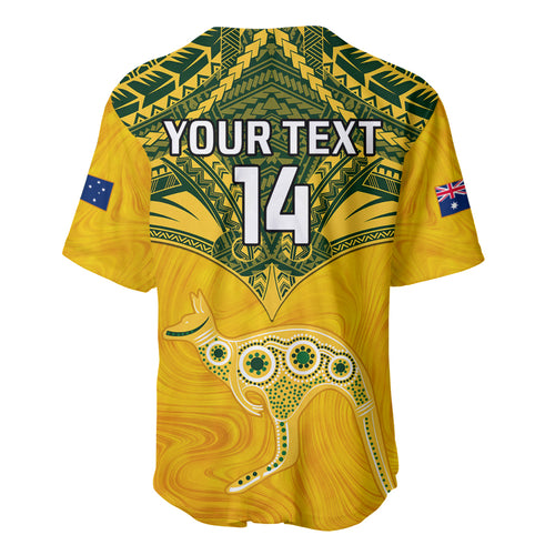 Custom Australia Matildas Baseball Jersey Polynesian Mix Gold Marble