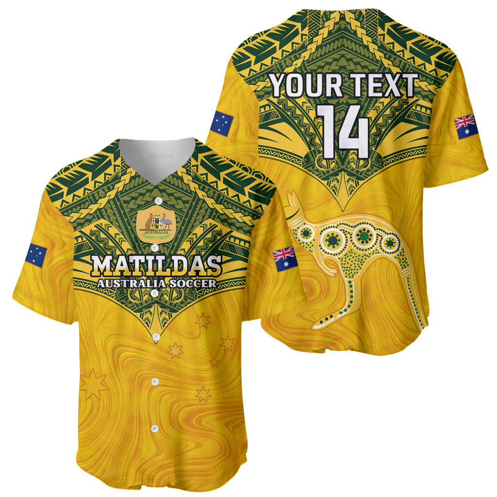 Custom Australia Matildas Baseball Jersey Polynesian Mix Gold Marble