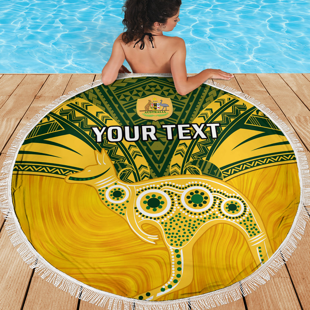 Custom Australia Matildas Beach Blanket Polynesian Mix Gold Marble