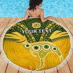 Custom Australia Matildas Beach Blanket Polynesian Mix Gold Marble