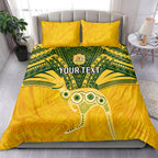 Custom Australia Matildas Bedding Set Polynesian Mix Gold Marble