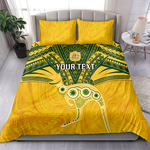Custom Australia Matildas Bedding Set Polynesian Mix Gold Marble