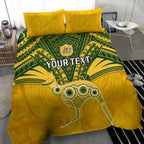 Custom Australia Matildas Bedding Set Polynesian Mix Gold Marble