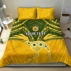 Custom Australia Matildas Bedding Set Polynesian Mix Gold Marble