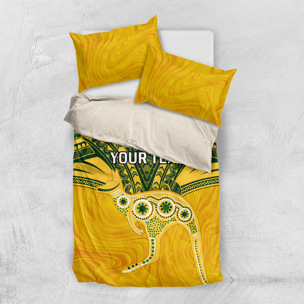 Custom Australia Matildas Bedding Set Polynesian Mix Gold Marble