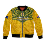 Custom Australia Matildas Bomber Jacket Polynesian Mix Gold Marble