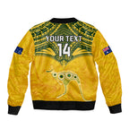 Custom Australia Matildas Bomber Jacket Polynesian Mix Gold Marble