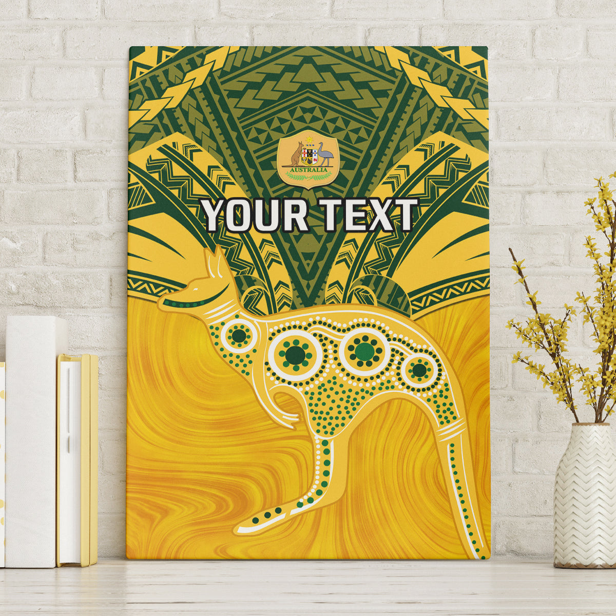 Custom Australia Matildas Canvas Wall Art Polynesian Mix Gold Marble