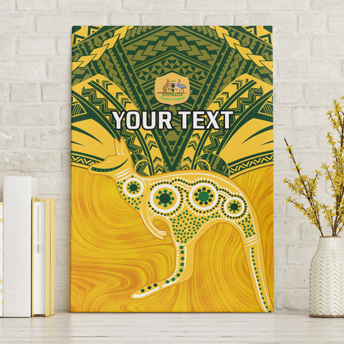 Custom Australia Matildas Canvas Wall Art Polynesian Mix Gold Marble
