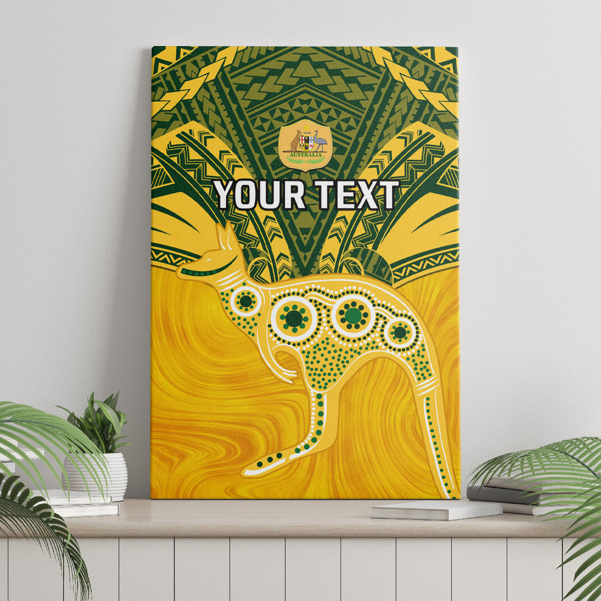 Custom Australia Matildas Canvas Wall Art Polynesian Mix Gold Marble