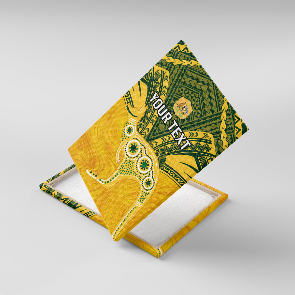 Custom Australia Matildas Canvas Wall Art Polynesian Mix Gold Marble
