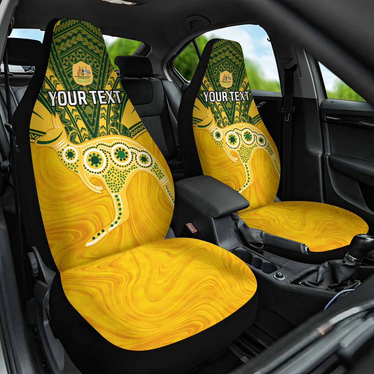 Custom Australia Matildas Car Seat Cover Polynesian Mix Gold Marble